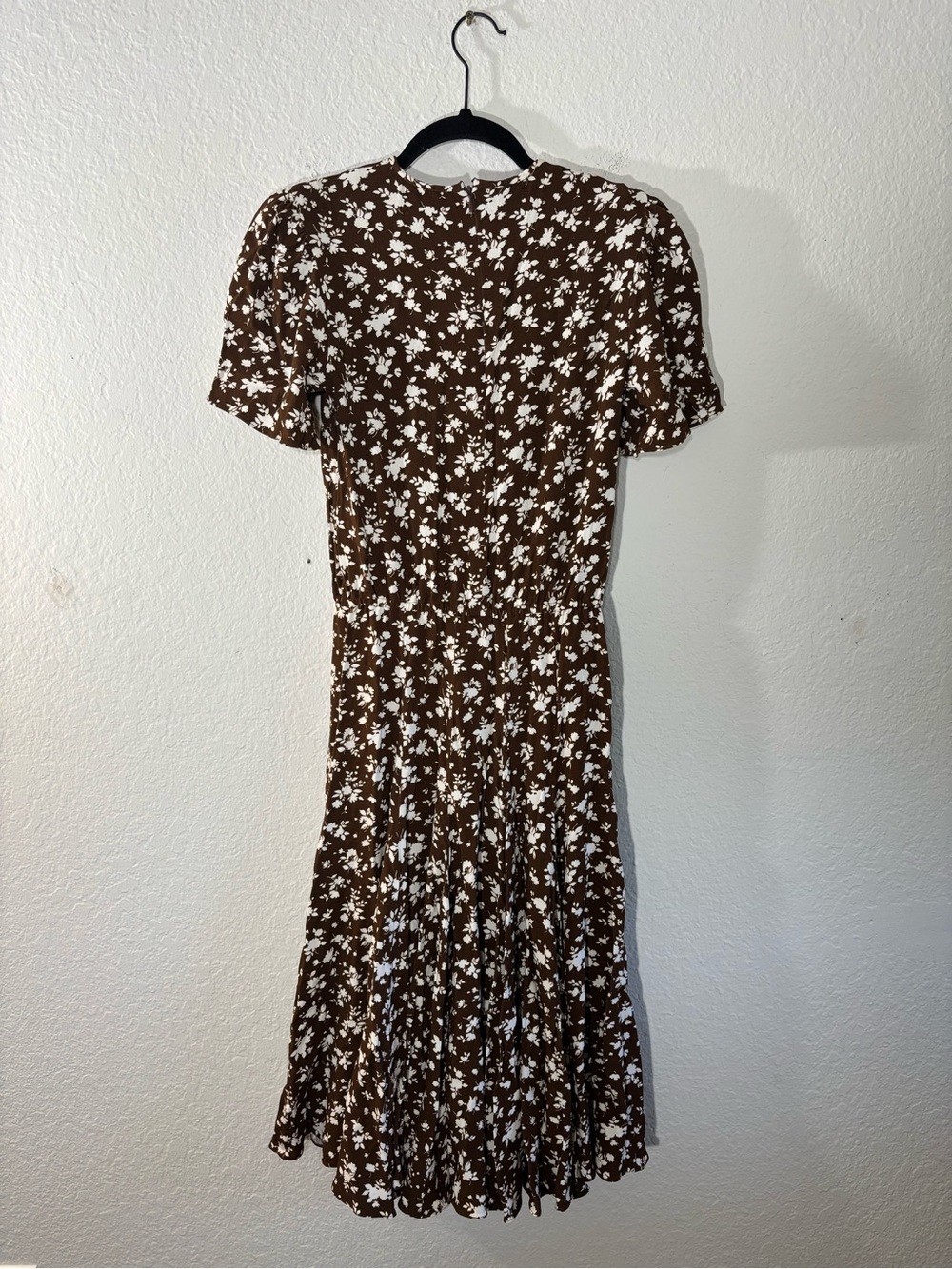 Michael Kors Brown White Floral Short Sleeve Midi Dress Women’s Size 2 - Picture 8 of 15